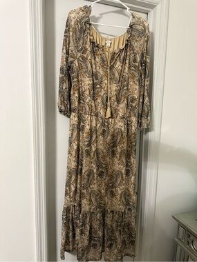 Boho Neutral Paisley Maxi Dress
